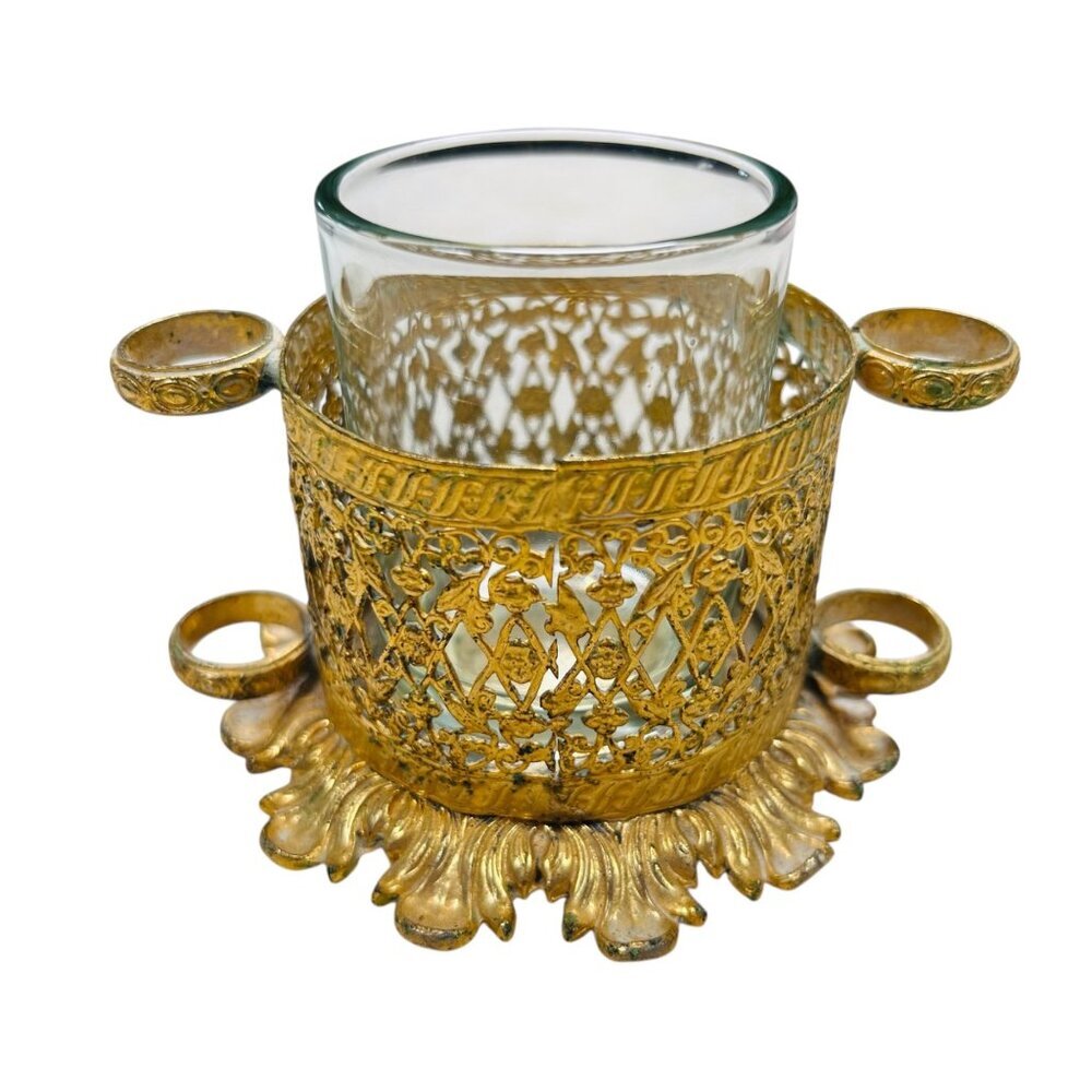 Vintage Hollywood Regency Style Ormolu Lipstick Candle Holder